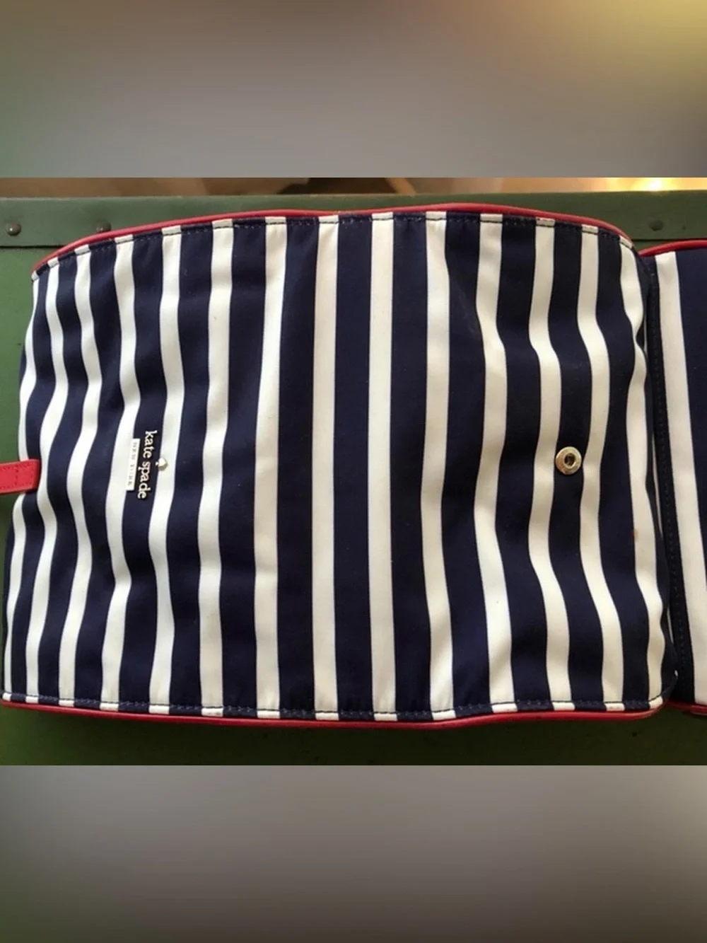 kate spade Navy and White Striped Jewelry Case with Red Tab - Picture 2 of 3